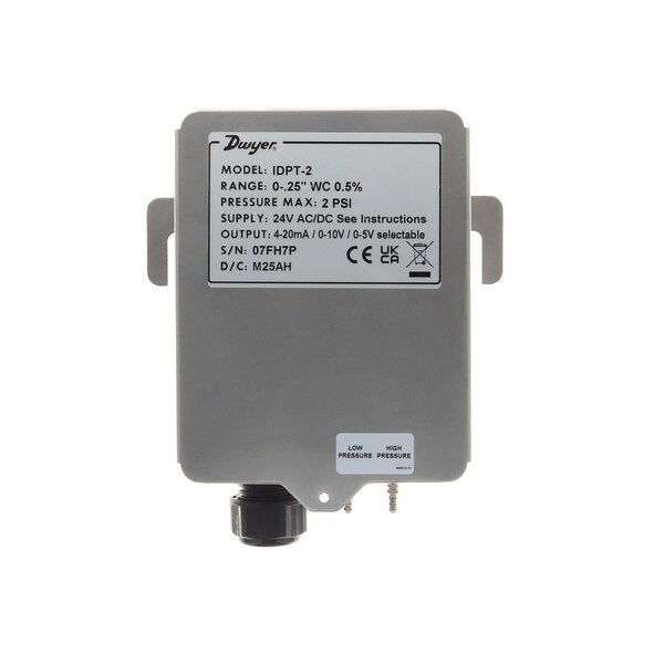 Industrial differential pressure transmitter, range 0-2.5" wc, 0.5% FS accuracy